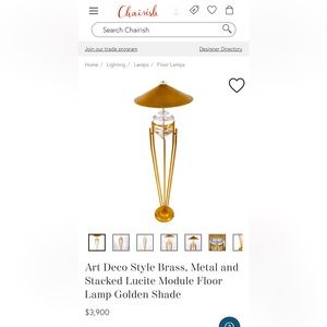 Art Deco Gold and Glass Floor Lamp